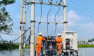 Công ty Điện lực Quốc Oai nỗ lực cấp điện trở lại sau mưa lụt