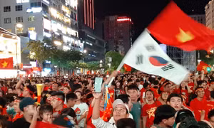 Người hâm mộ vui sướng tràn xuống đường, hô vang 'Việt Nam vô địch'