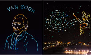 Xem 600 chiếc drone 'vẽ' cuộc đời danh hoạ Van Gogh trên trời đêm