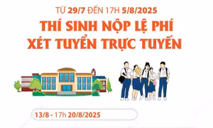 Thí sinh nộp lệ phí xét tuyển trực tuyến từ ngày 29/7 đến 17h ngày 5/8/2025
