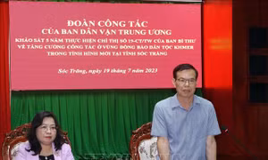 Ban Dân vận Trung ương khảo sát công tác ở vùng đồng bào Khmer trong tình hình mới