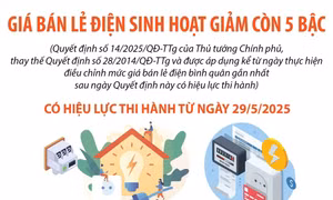 Giá bán lẻ điện sinh hoạt giảm còn 5 bậc