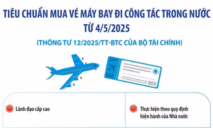 Tiêu chuẩn mua vé máy bay đi công tác trong nước từ 4/5/2025