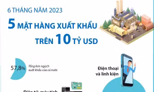6 tháng năm 2023: 5 mặt hàng xuất khẩu trên 10 tỷ USD