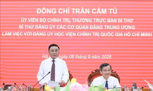 Thường trực Ban Bí thư chủ trì làm việc với Đảng ủy Học viện Chính trị quốc gia Hồ Chí Minh