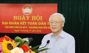 Tổng Bí thư, Chủ tịch nước Nguyễn Phú Trọng tham dự Ngày hội Đại đoàn kết toàn dân tộc tại nơi cư trú