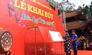 Hải Dương: Khai bút đầu xuân Quý Mão tại Đền thờ thầy giáo Chu Văn An