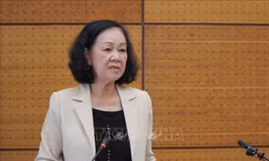 Đồng chí Trương Thị Mai làm việc với Ban Thường vụ Tỉnh ủy Đồng Tháp