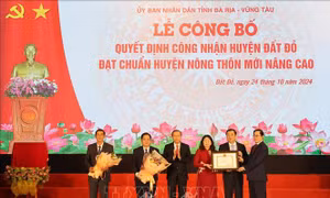 Bà Rịa - Vũng Tàu công bố huyện Đất Đỏ đạt chuẩn nông thôn mới nâng cao