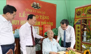 Trao Huy hiệu 80 năm tuổi Đảng cho hai đảng viên lão thành tại Quy Nhơn