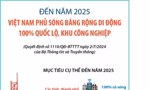 Đến năm 2025, Việt Nam phủ sóng băng rộng di động 100% quốc lộ, khu công nghiệp
