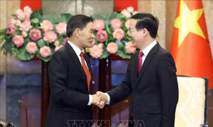 Chủ tịch nước tiếp Đoàn đại biểu Trung ương Mặt trận Lào xây dựng đất nước
