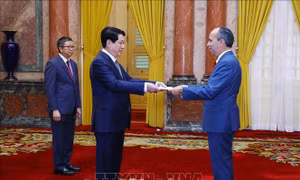 Chủ tịch nước Lương Cường tiếp Đại sứ Cuba trình Quốc thư