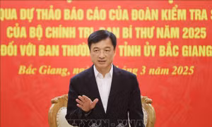 Thông báo dự thảo Báo cáo kết quả kiểm tra đối với Ban Thường vụ Tỉnh ủy Bắc Giang