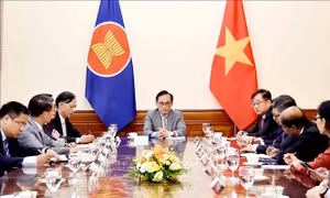 Bí thư Trung ương Đảng, Quyền Bộ trưởng Ngoại giao Lê Hoài Trung tiếp Đại sứ, Đại biện các nước ASEAN và Timor-Leste