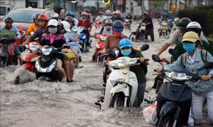 Triều cường vượt báo động III, người dân Cần Thơ lại 'bì bõm'