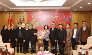 Trưởng ban Dân vận Trung ương tiếp Đoàn Giáo phận Hưng Hóa