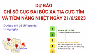 Dự báo chỉ số cực đại bức xạ tia cực tím và tiềm năng nhiệt ngày 21/6/2023