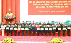 Bộ Quốc phòng khen thưởng đoàn thể thao Quân đội đạt thành tích cao năm 2025