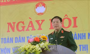 Thượng tướng Nguyễn Tân Cương dự ngày hội 'Đại đoàn kết toàn dân tộc' 