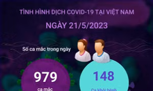 Ngày 21/5/2023: Cả nước ghi nhận 979 ca COVID-19 mới, 148 F0 khỏi bệnh