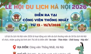 Lễ hội Du lịch Hà Nội 2026 diễn ra tại Công viên Thống Nhất từ 13 - 15/3/2026