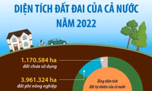 Diện tích đất đai của cả nước năm 2022