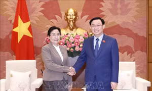 Chủ tịch Quốc hội Vương Đình Huệ tiếp Chánh án Toà án nhân dân tối cao Lào