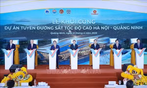 Thủ tướng dự Lễ khởi công Dự án tuyến đường sắt tốc độ cao Hà Nội - Quảng Ninh
