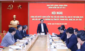 Công bố quyết định kiểm tra của Bộ Chính trị, Ban Bí thư đối với các Ban Thường vụ Tỉnh ủy Thanh Hóa, Nghệ An, Hà Tĩnh