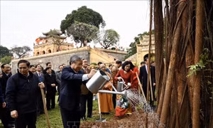 Dâng hương và trồng cây đầu Xuân tại Hoàng thành Thăng Long