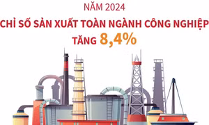 Năm 2024: Chỉ số sản xuất toàn ngành công nghiệp tăng 8,4%