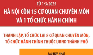 Từ 1/3/2025: Hà Nội còn 15 cơ quan chuyên môn và 1 tổ chức hành chính
