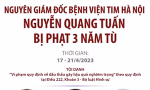 Nguyên Giám đốc Bệnh viện Tim Hà Nội Nguyễn Quang Tuấn bị phạt 3 năm tù