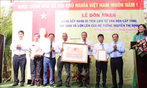 Quê hương nữ tướng Nguyễn Thị Định được xếp hạng Di tích lịch sử văn hóa 