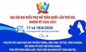 Ngày 17 và 18/6/2026: Đại hội đại biểu Phụ nữ toàn quốc lần thứ XIV, nhiệm kỳ 2026-2031