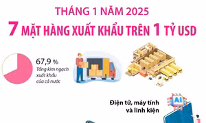 Tháng 1 năm 2025: 7 mặt hàng xuất khẩu trên 1 tỷ USD