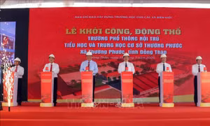 Khởi công xây dựng trường nội trú liên cấp ở xã biên giới Thường Phước, Đồng Tháp