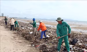 Rác thải đại dương tràn vào bãi biển bãi Sau