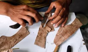 Độc đáo giày làm từ da chân gà