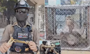 Video cảnh sát Thái Lan dùng súng cao su đối phó các 'băng đảng khỉ'