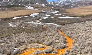 Nước nhiều con sông tại bang Alaska (Mỹ) bất ngờ chuyển sang màu cam