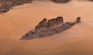 Hòn đá hình con cá khổng lồ xuất hiện trên sa mạc Saudi Arabia