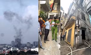 Khống chế nhanh đám cháy trên phố Đào Tấn, Hà Nội 