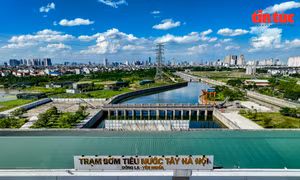 Ảnh 360: Toàn cảnh trạm bơm tiêu nước lớn nhất Hà Nội đang bị 'truy' tiến độ