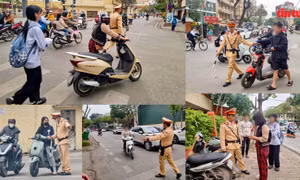 Công an Hà Nội đồng loạt ra quân kiểm tra đột xuất học sinh vi phạm giao thông