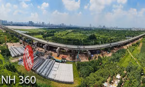 Ảnh 360: Toàn cảnh dự án cầu Vĩnh Tuy 2 sau 7 tháng thi công