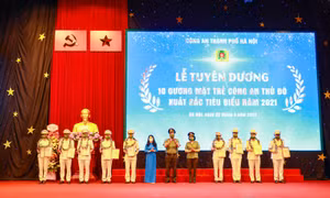 Tuyên dương 10 gương mặt trẻ Công an Thủ đô xuất sắc, tiêu biểu năm 2021
