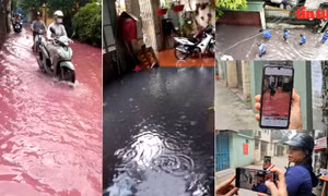 Công an điều tra vụ nước ngập có màu bất thường tại tổ dân phố Phú Minh