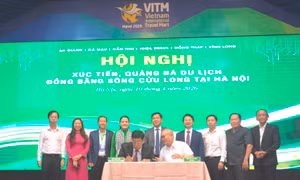 Quang cảnh hội nghị xúc tiến quảng bá du lịch Đồng bằng sông Cửu Long tại Hà Nội